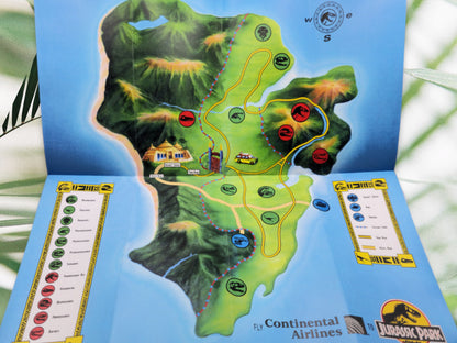 Jurassic Park Isla Nublar Info Park Karte Film Replika Broschüre Prospekt Flyer Faltblatt Fanmade Fancreation