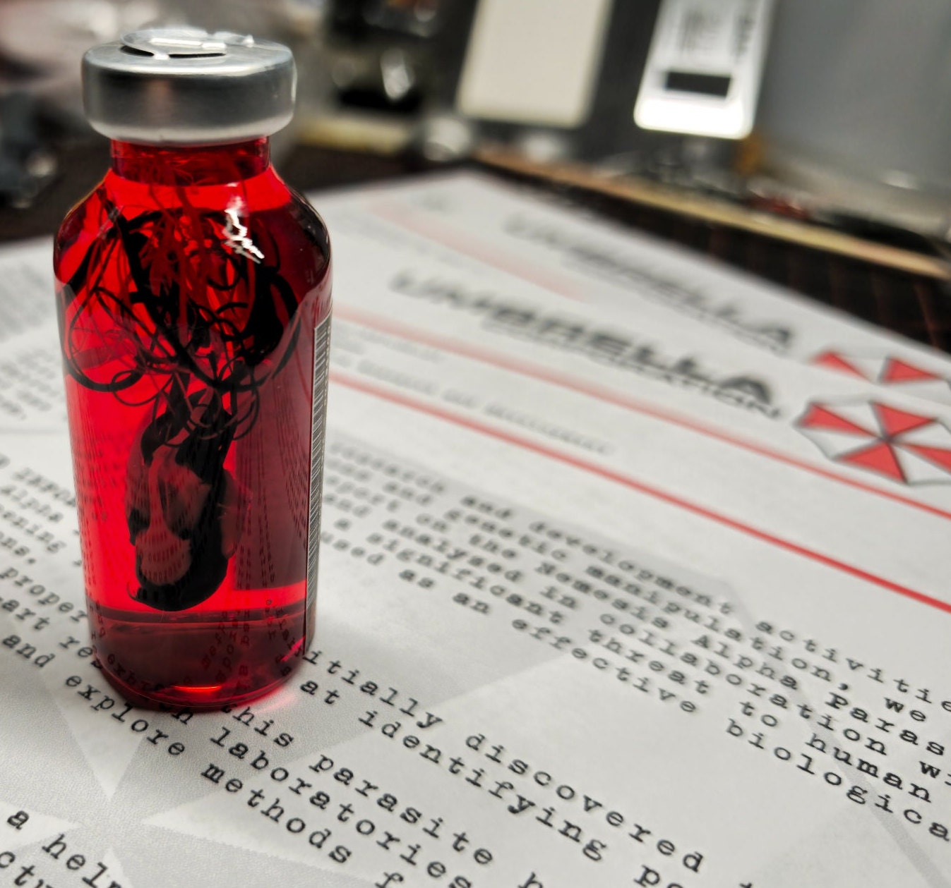 Resident Evil Nemesis Alpha Parasit Cosplay Horror Probe Fläschchen Horror Geschenk Fläschchen