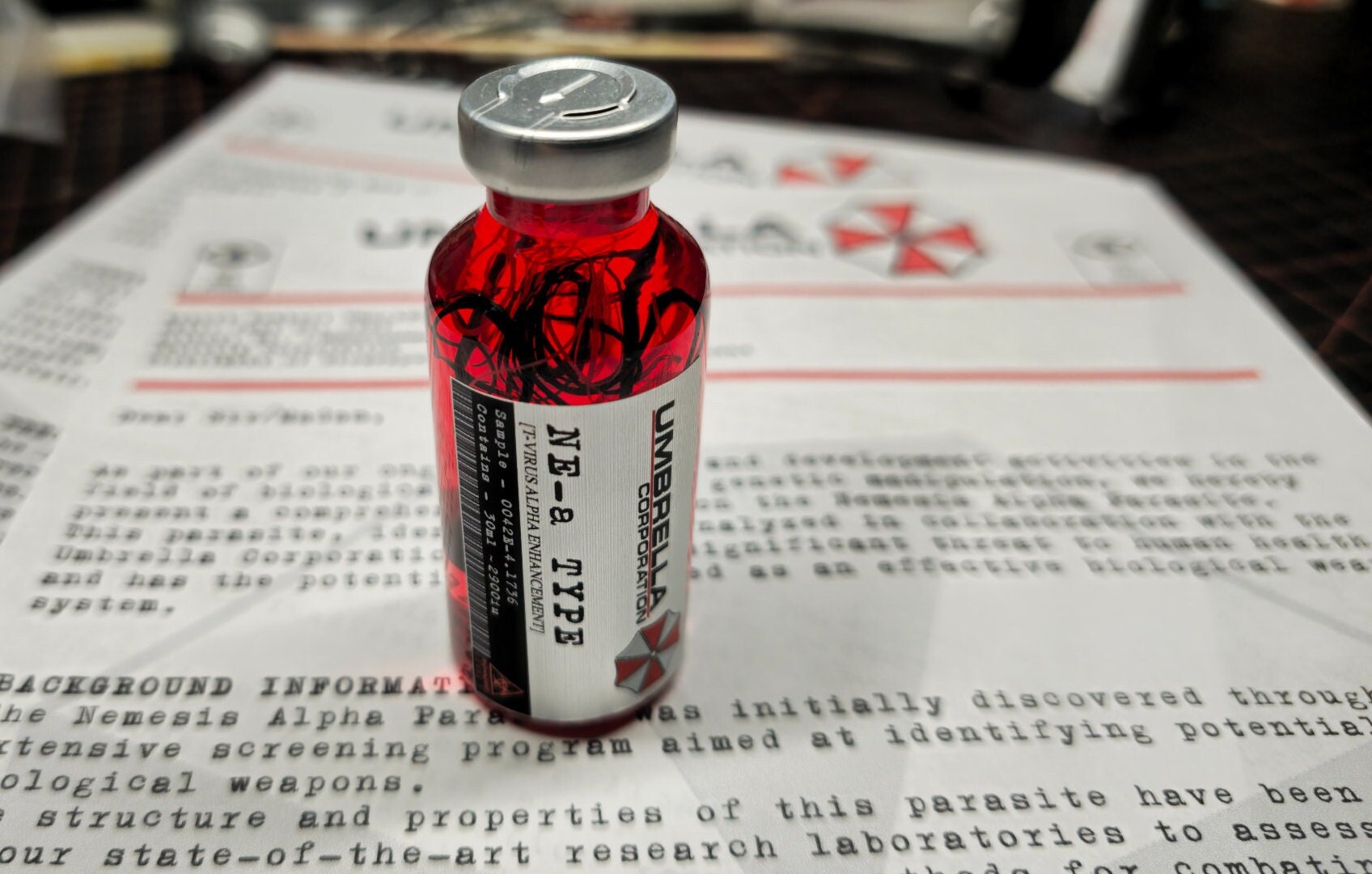 Resident Evil Nemesis Alpha Parasit Cosplay Horror Probe Fläschchen Horror Geschenk Fläschchen