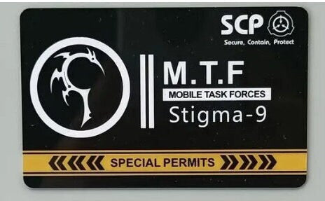 SCP MTF M.T.F. Taskforce Task Force Sondereinheit Secure Contain Protect Cosplay ID Karte Ausweiß Ausweise Zugangskarte Sicherheitsausweis