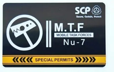 SCP MTF M.T.F. Taskforce Task Force Sondereinheit Secure Contain Protect Cosplay ID Karte Ausweiß Ausweise Zugangskarte Sicherheitsausweis