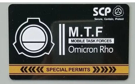 SCP MTF M.T.F. Taskforce Task Force Sondereinheit Secure Contain Protect Cosplay ID Karte Ausweiß Ausweise Zugangskarte Sicherheitsausweis