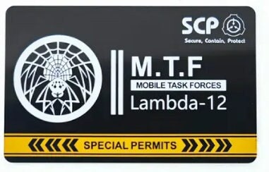 SCP MTF M.T.F. Taskforce Task Force Sondereinheit Secure Contain Protect Cosplay ID Karte Ausweiß Ausweise Zugangskarte Sicherheitsausweis