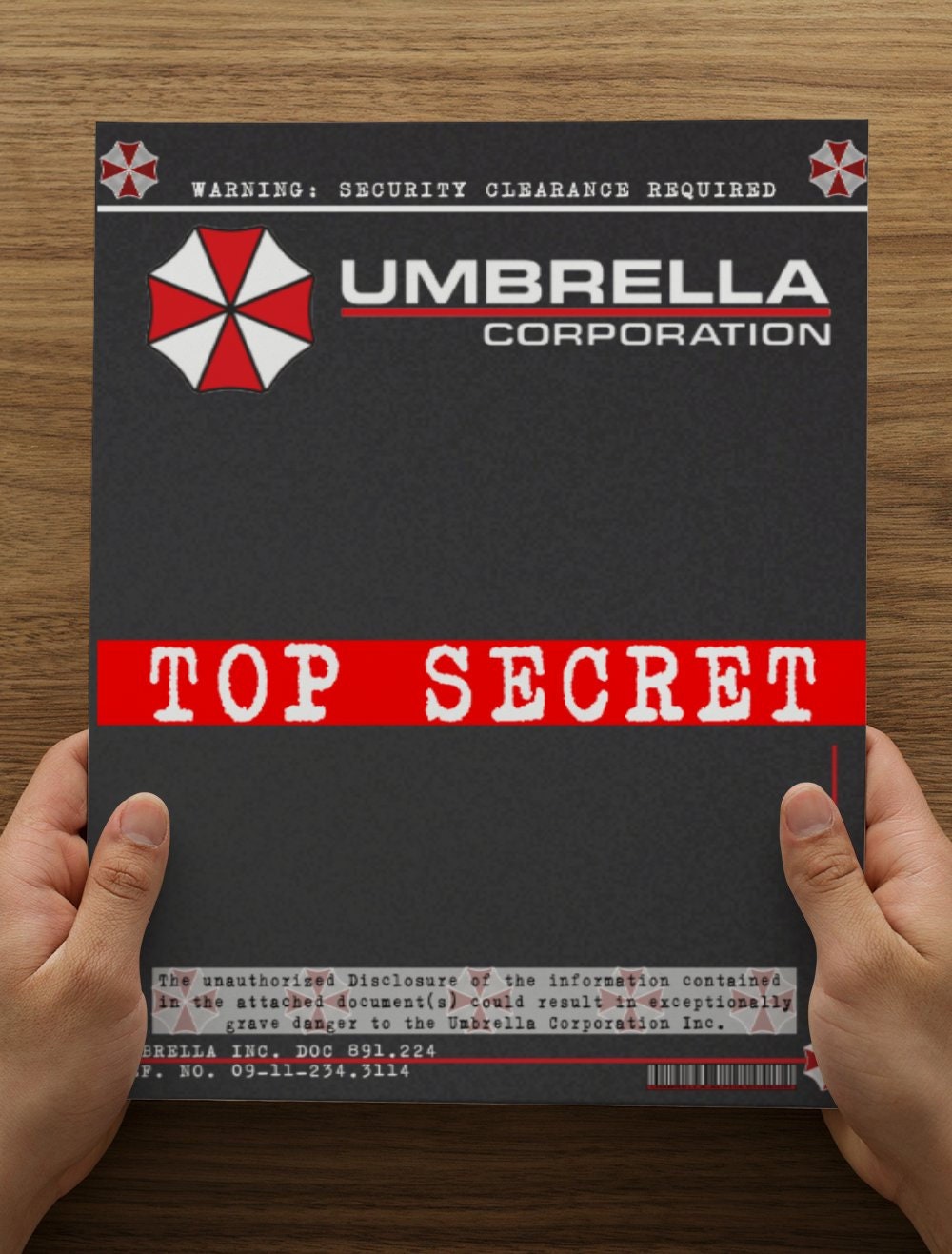 Umbrella Corp Corporation Resident Evil Geheim Mappe Cosplay Deko Dokument Ordner Präsentationsmappe Mappe UV-Druck