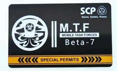 SCP MTF M.T.F. Taskforce Task Force Sondereinheit Secure Contain Protect Cosplay ID Karte Ausweiß Ausweise Zugangskarte Sicherheitsausweis