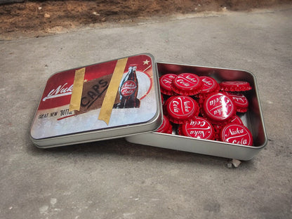 Fallout Nuka Cola Quantum Caps Cosplay Kronkorken Box mit x20 Kronkorken Deko Dekoration Cap Boxen Aufbewahrungsbox