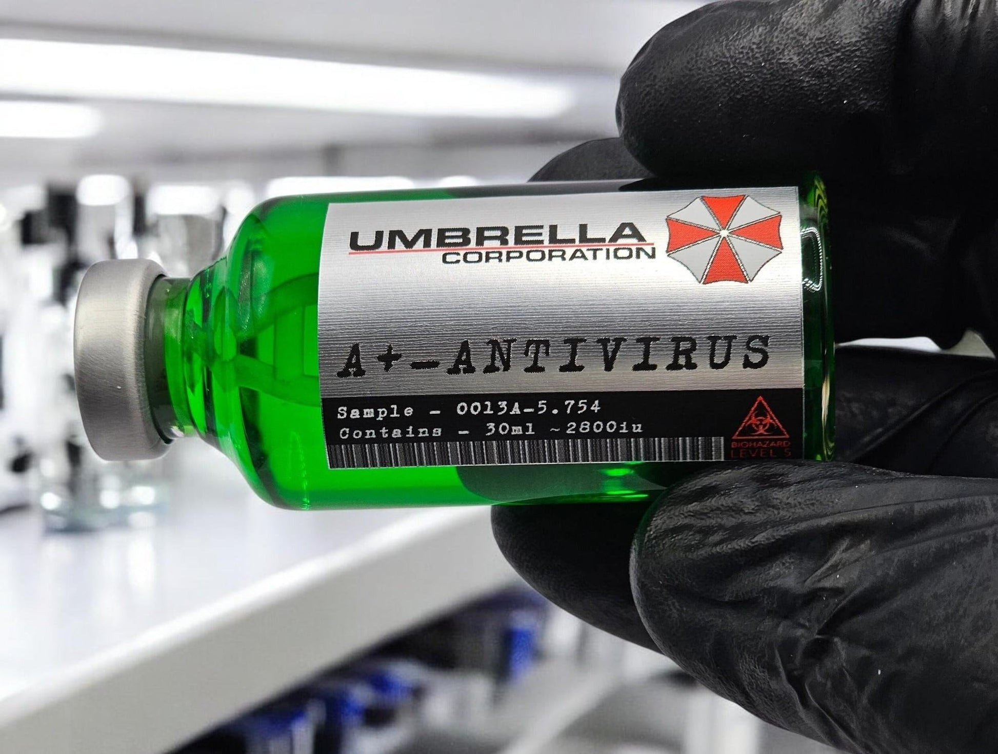 T-Virus Antivirus Resident Evil Umbrella Corp Coporation Helix Bunt Resident Evil Biohazard Cosplay Fläschchen Medizin Fläschchen