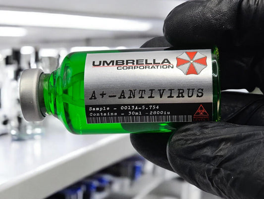 T-Virus Antivirus Resident Evil Umbrella Corp Coporation Helix Bunt Resident Evil Biohazard Cosplay Fläschchen Medizin Fläschchen