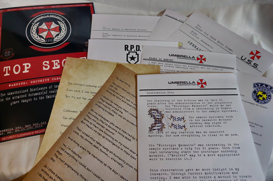 Resident Evil Biohazard Spiele Infos Cosplay Dokumente Umbrella Corporation Kendo Shop Deko Dekoidee Chris Redfiel Jill Valentine TVirus