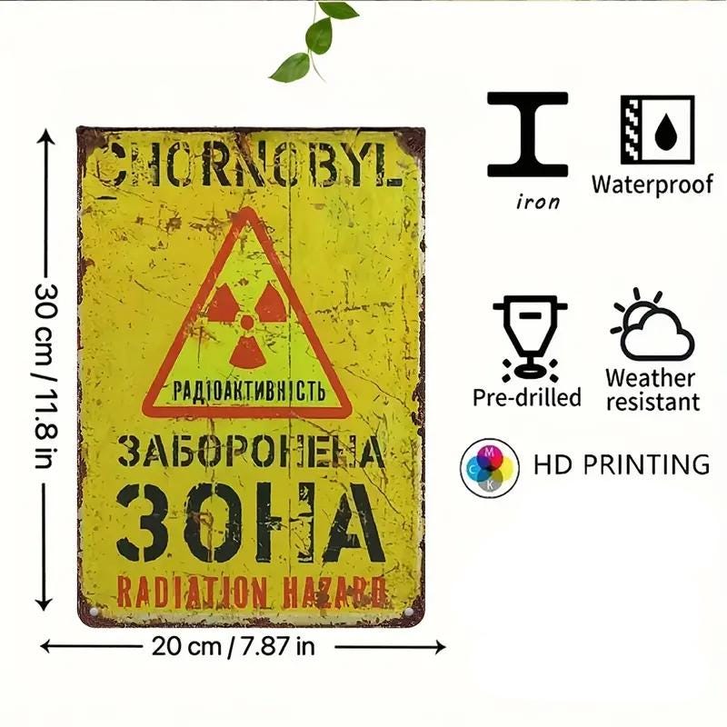 Stalker Chernobyl Metallschild Achtung Strahlung Kyrillisch Schrift Warnung Schilder