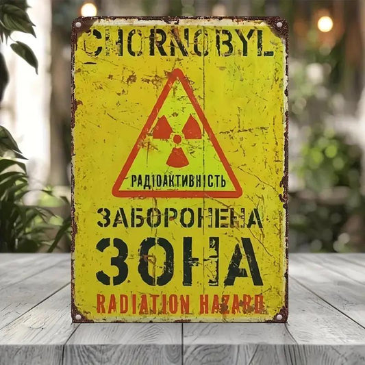 Stalker Chernobyl Metallschild Achtung Strahlung Kyrillisch Schrift Warnung Schilder
